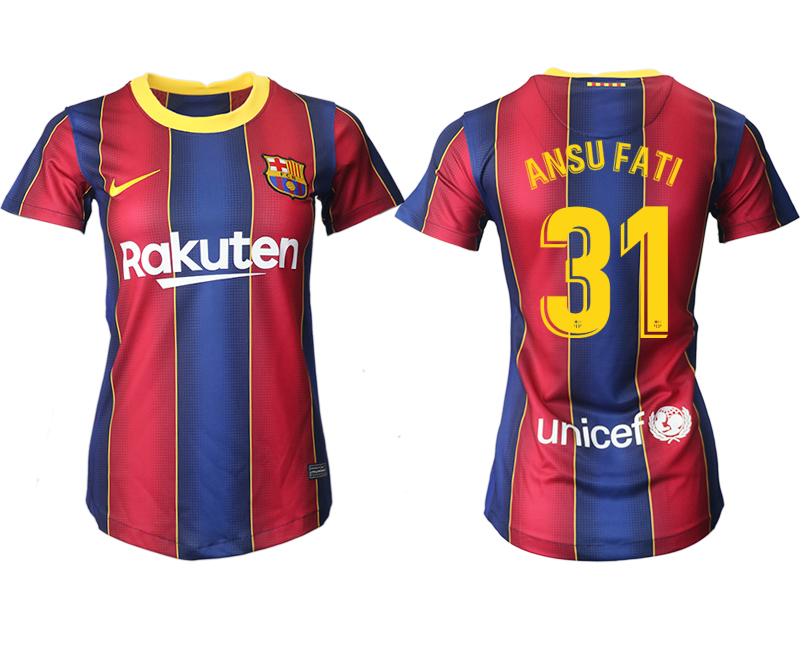 Women 2020-2021 Barcelona home aaa version #31 red Soccer Jerseys->barcelona jersey->Soccer Club Jersey